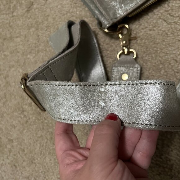 Erin Condren Metallic Silver Suede Crossbody Bag - Picture 8 of 8
